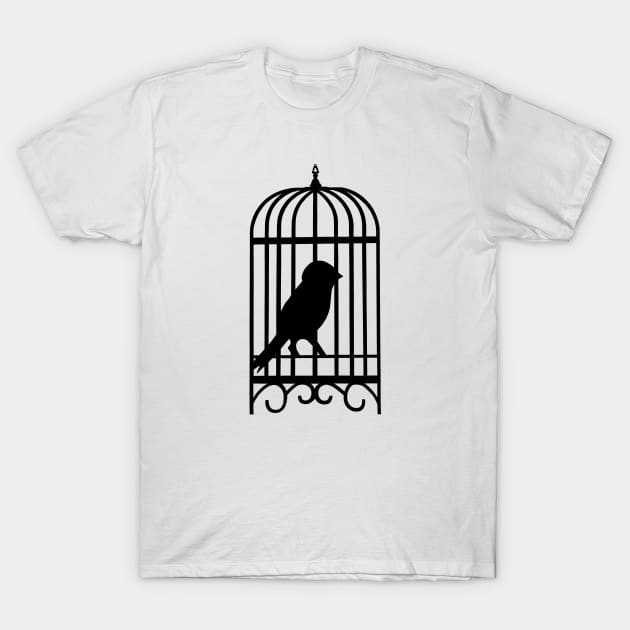 black bird black cage T-Shirt by SeymourArt